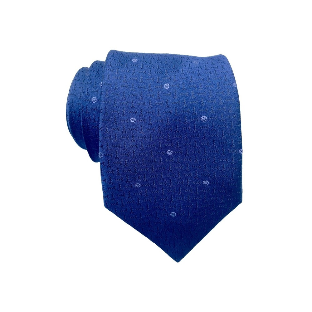 JOHN VARVATOS Men's 100% Silk Necktie USA Designer POLKA DOT Navy Blue Luxury